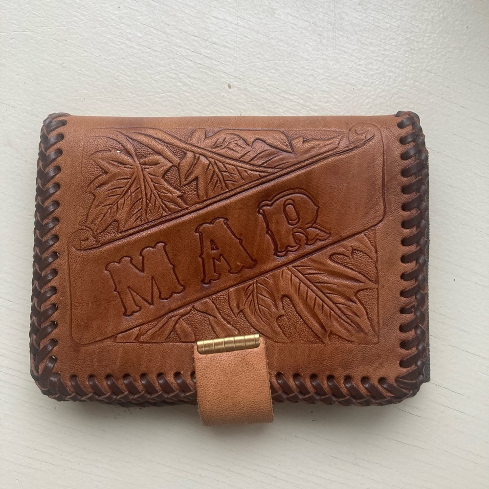 Real leather engraved wallet